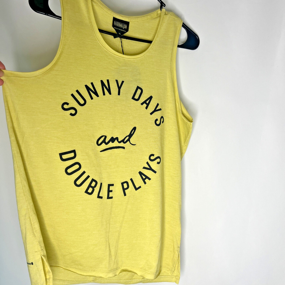Baseballism Womens Tank Top Size XL Yellow NEW Sunny Days Double Plays